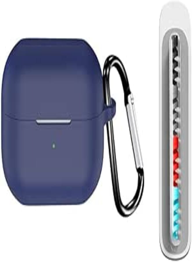 AJM 360 Protection Shockproof Design Soft Rubberised Case with Keychain for Samsung Galaxy Buds 3 Pro (Navy Blue)